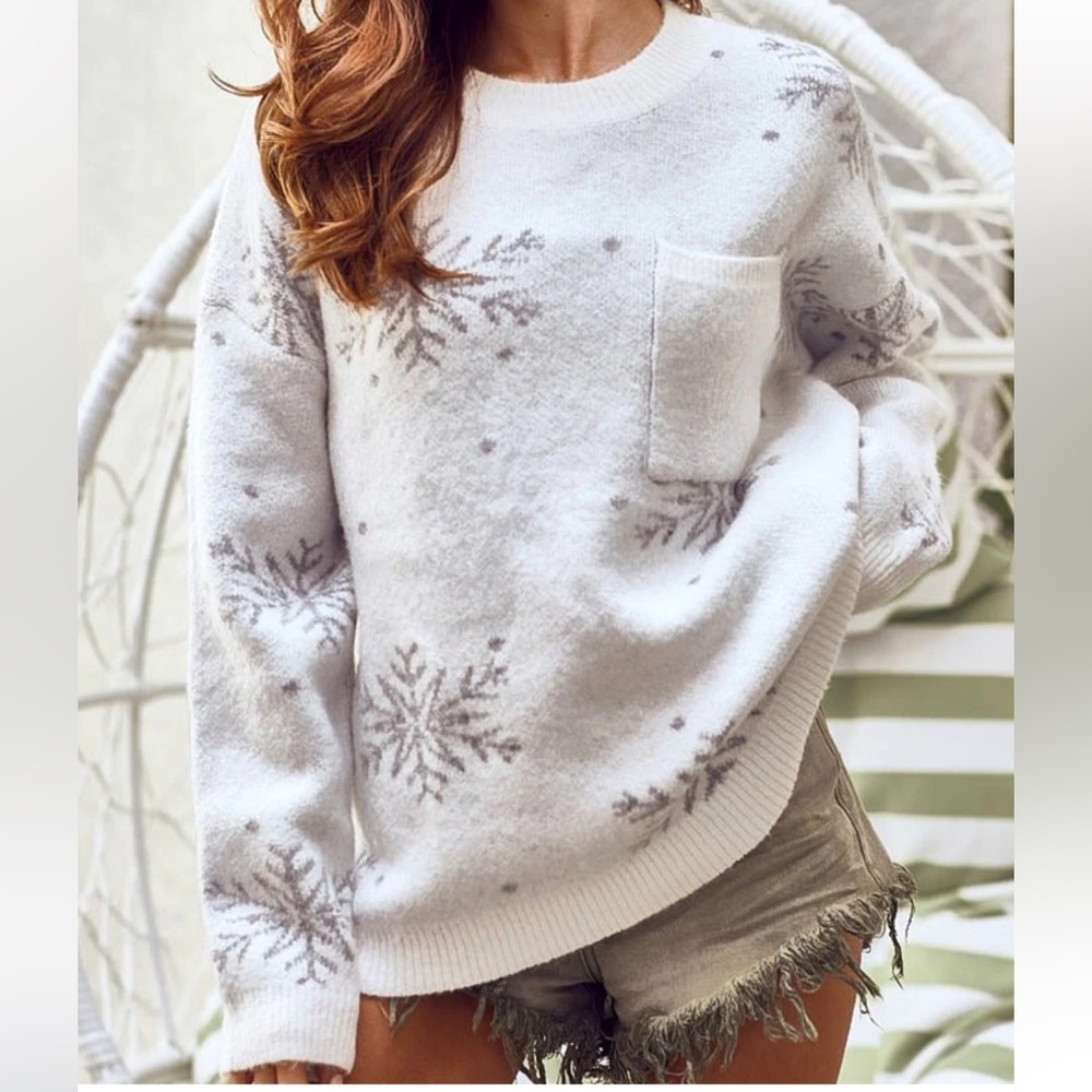Cozy White Snowflake Sweater